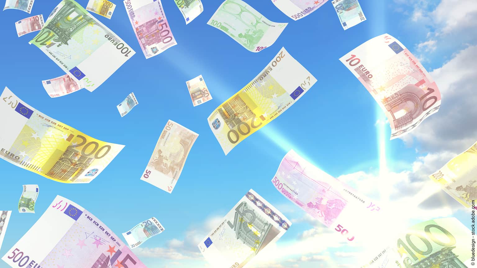 Bild mit Geldscheinen, die von Himmel fallen, zeigen, was die Steuerreform für Österreich bringen soll.